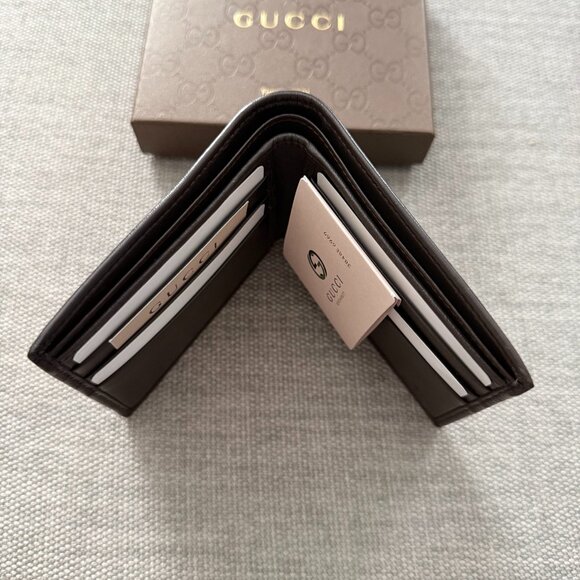New Gucci Bifold Brown Guccissima Leather Wallet Bifold - Picture 7 of 8